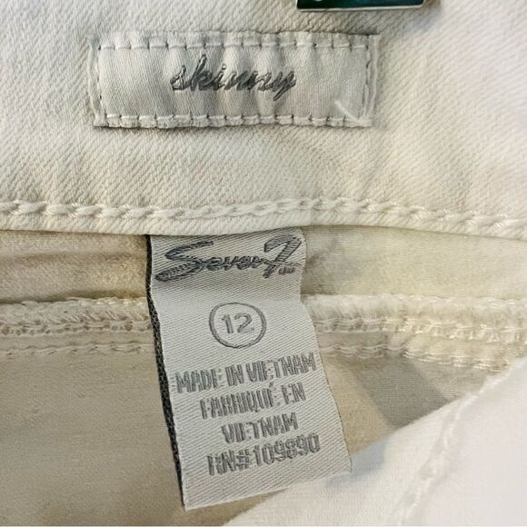 Seven7 Jeans Skinny Cropped Size 12 White Zip Fly Flat Front Casual - Picture 4 of 8